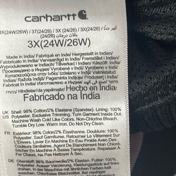 Women’s Carhartt Black Relaxed Fit Bomber Jacket, RUGGED FLEX®, Casual, 3X/26 - Picture 9 of 9